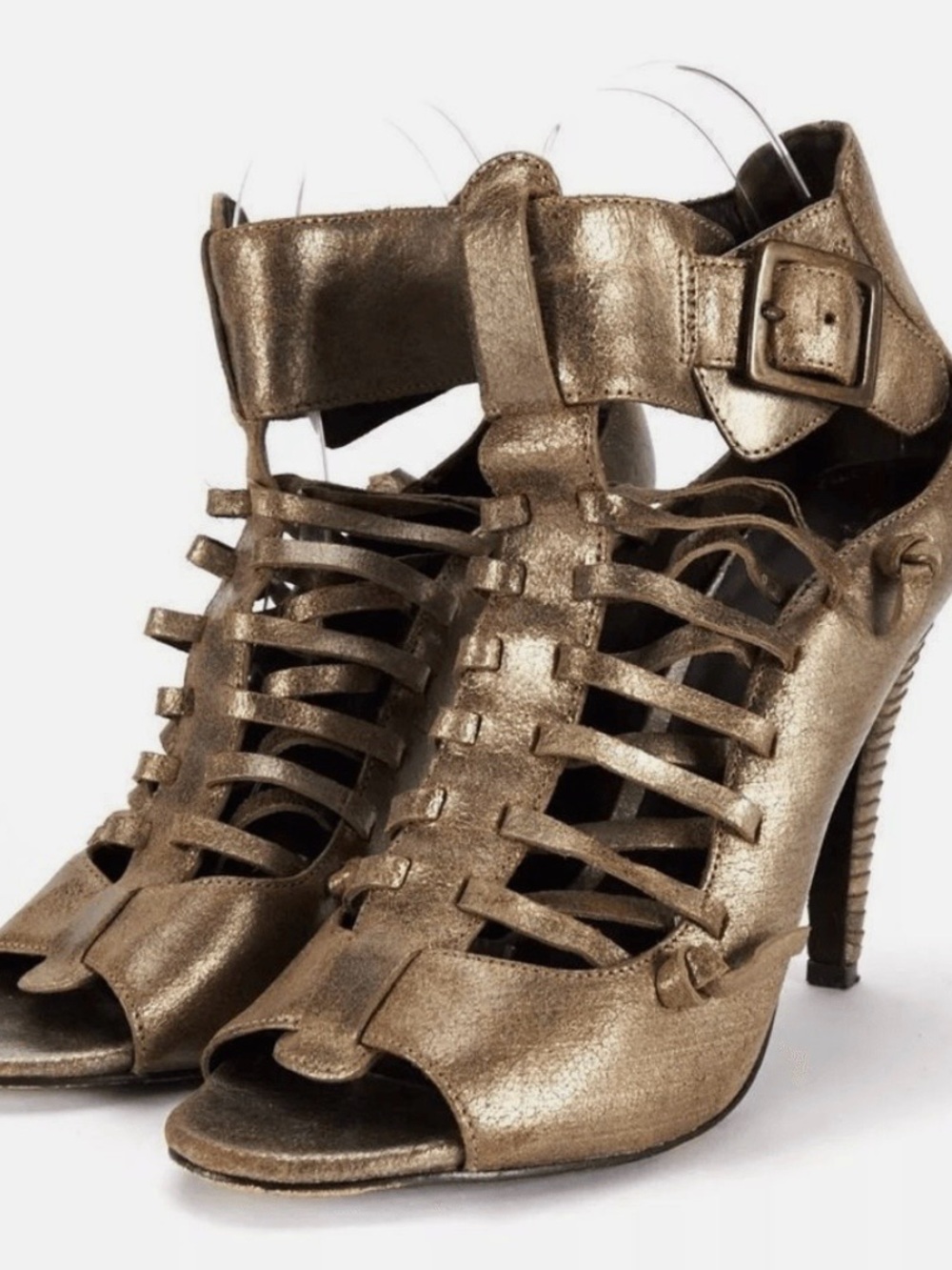Elizabeth and James Metallic Bronze Cage Heels